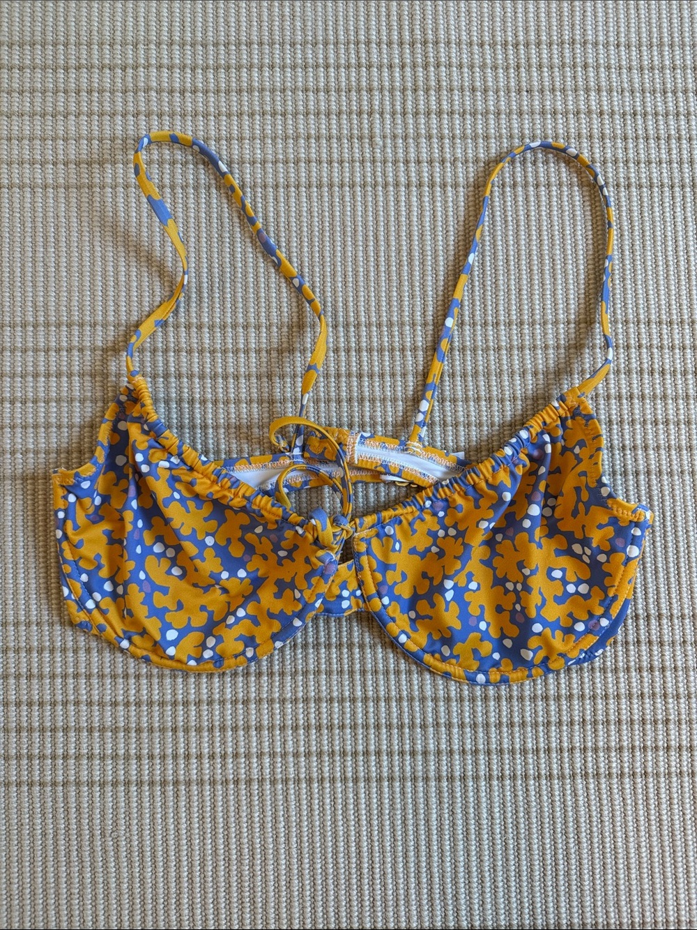 FollowSuit Emily top: Periwinkle Blue and Mustard Floral Underwire Bikini top